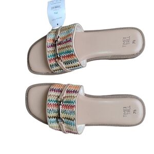 NWT Time and Tru Multicolor Woven Slide Sandals – Horsebit Detail – Size 7.5